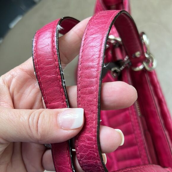 VTG COACH Quilted Raspberry Leather Tote Purse - Picture 7 of 16